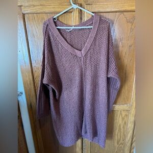 Free People Deep V Neck Knit Sweater